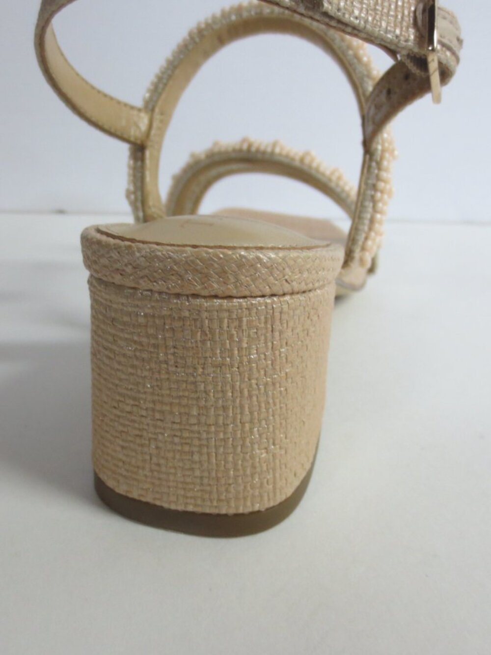 TALBOTS Maya Beaded Block Heel Sandals - Light Fawn - US 6M - Picture 4 of 6